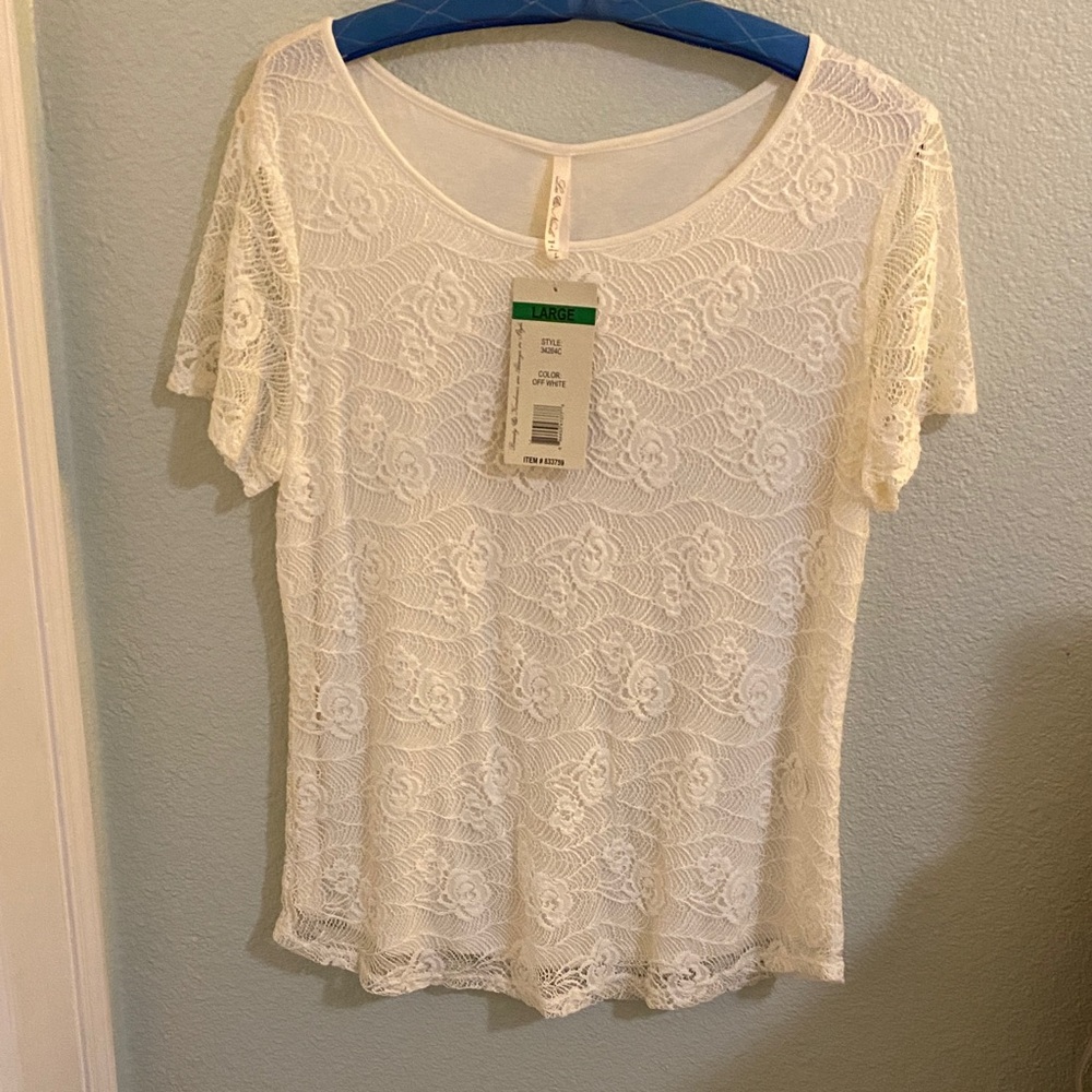 Leo & Nicole White Lace Top